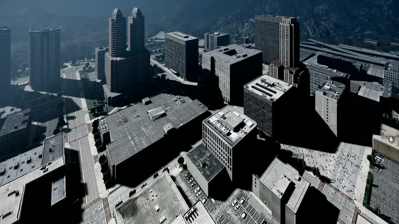 Stock Video 3d render with large buildings seen from above PC Live Wallpaper