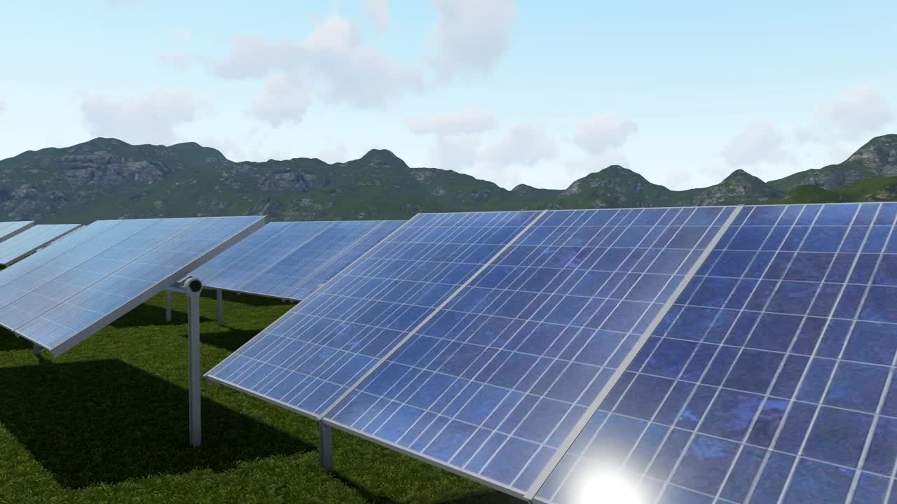 Stock Video 3d rendering of a plain covered with solar panels PC Live Wallpaper