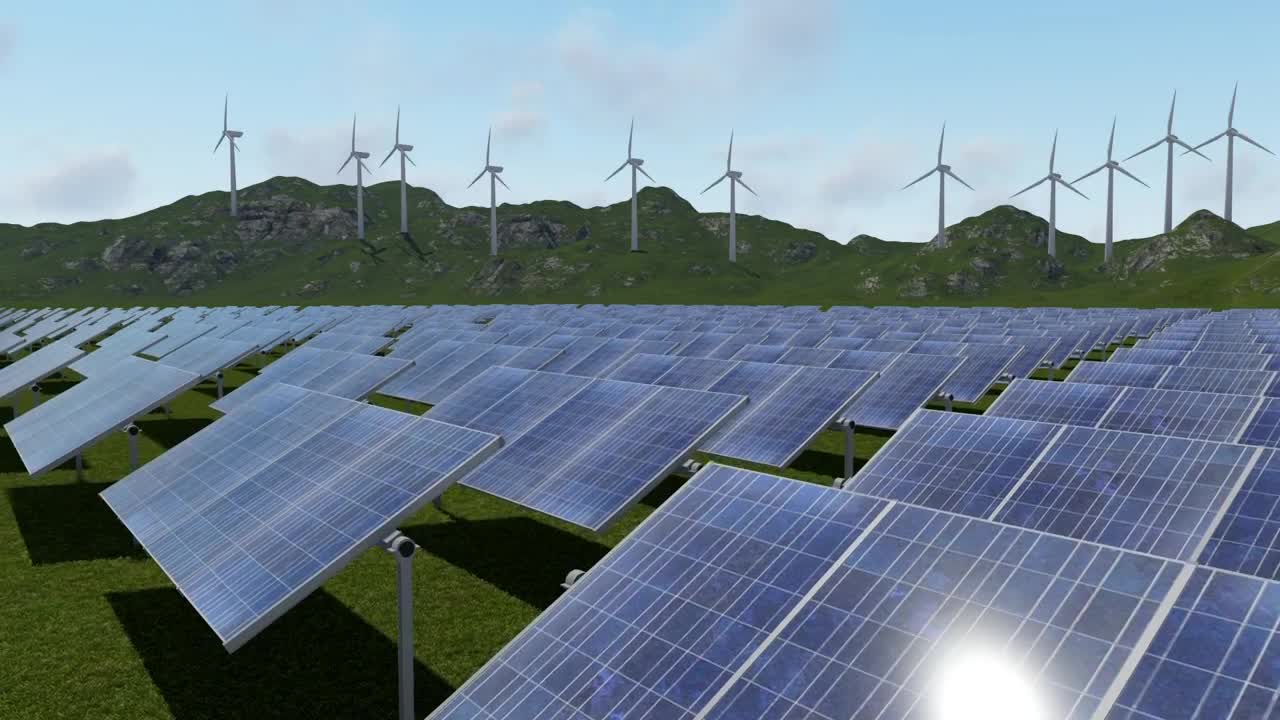 Stock Video 3d sustainable power generators in nature PC Live Wallpaper