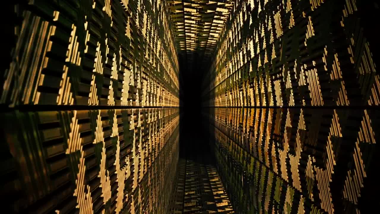 Stock Video 3d tour of a narrow corridor with golden walls PC Live Wallpaper