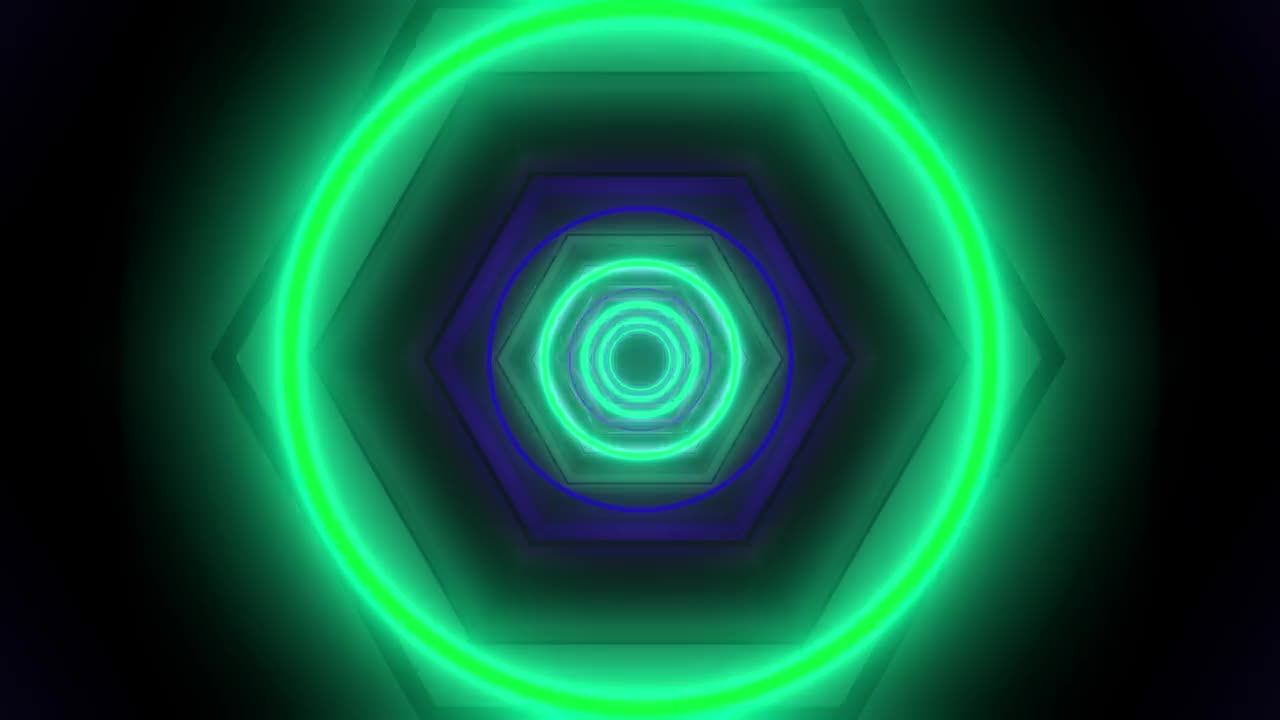 Stock Video 3d tunnel of circles and hexagons of light PC Live Wallpaper