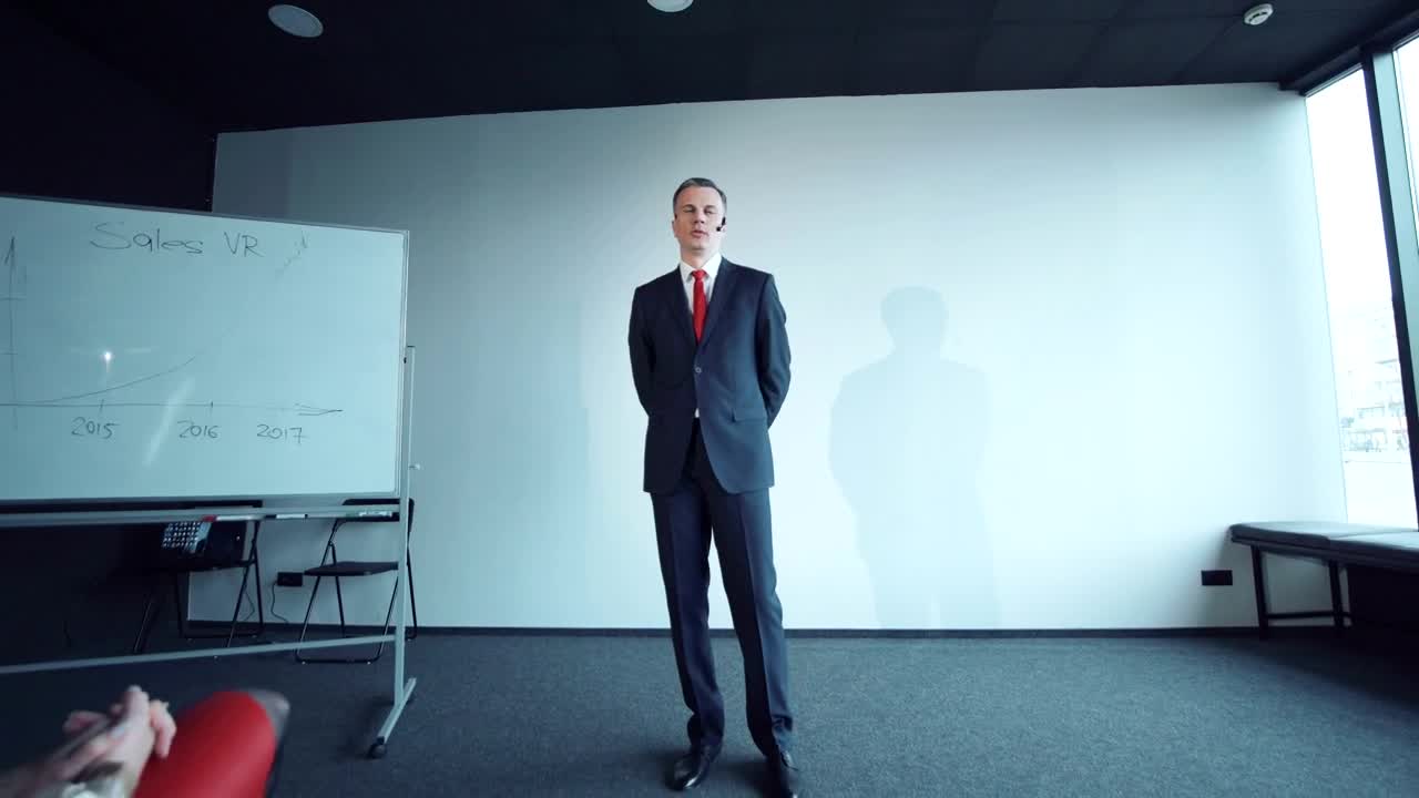 Stock Video A Bored Woman Leaves The Conference Room Live Wallpaper for PC