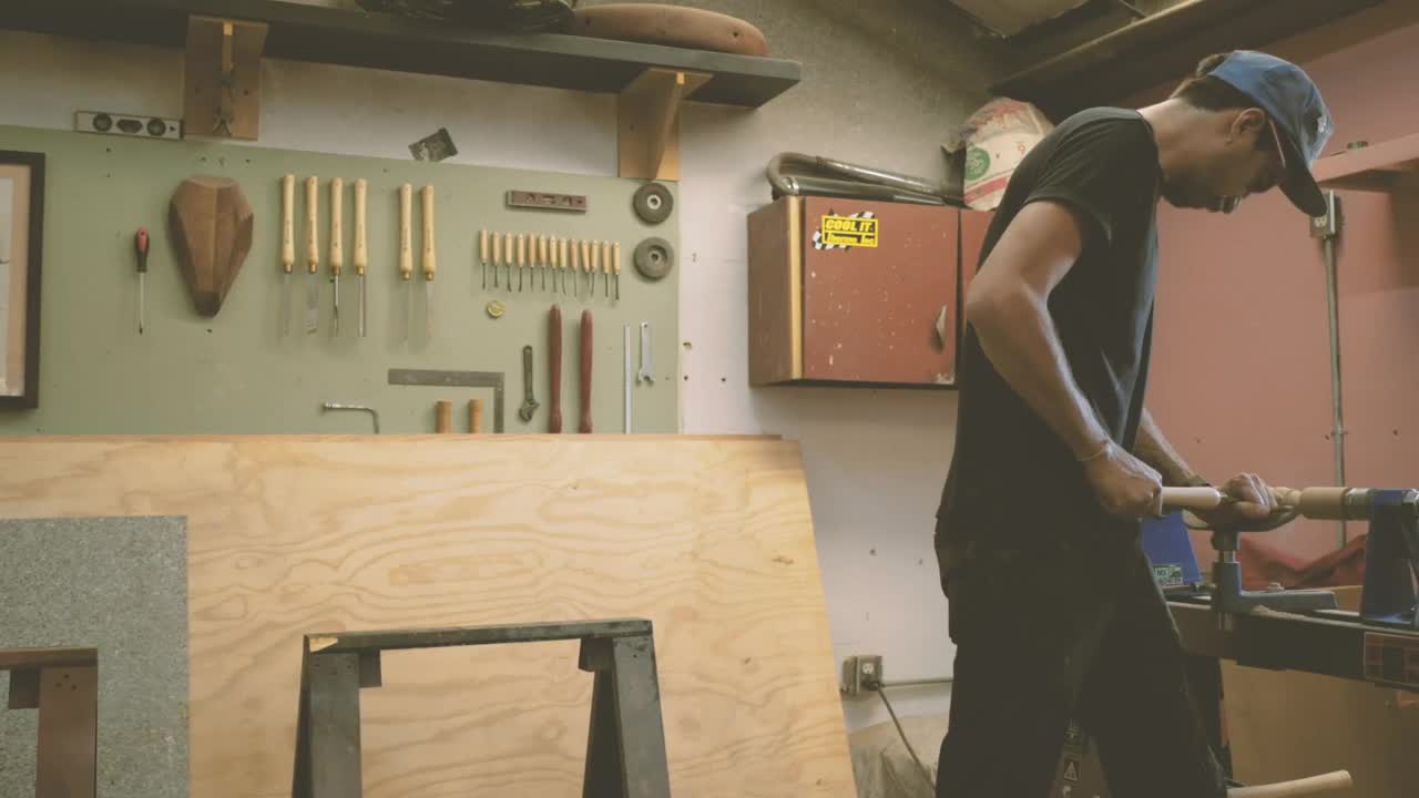 Stock Video A Carpenter Working At His Workshop Live Wallpaper for PC