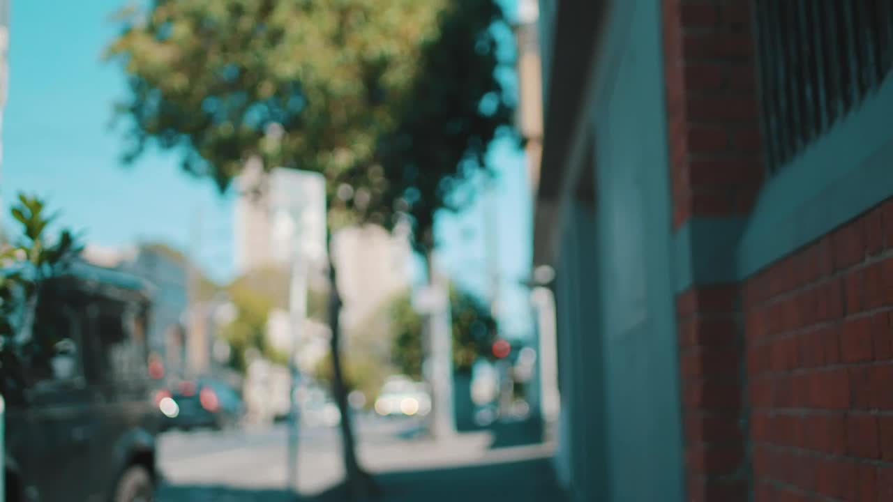 Stock Video A Cyclist Parking His Bicycle In The Street Live Wallpaper for PC