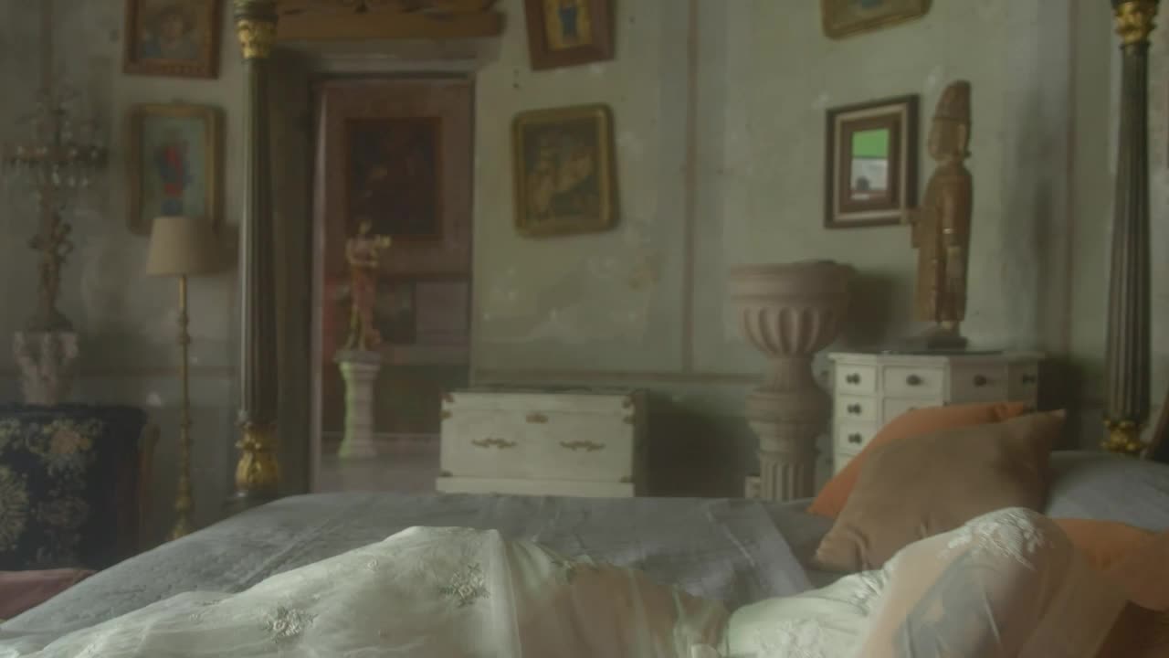Stock Video A Depressed Old Fashioned Woman Laying In Bed Live Wallpaper for PC
