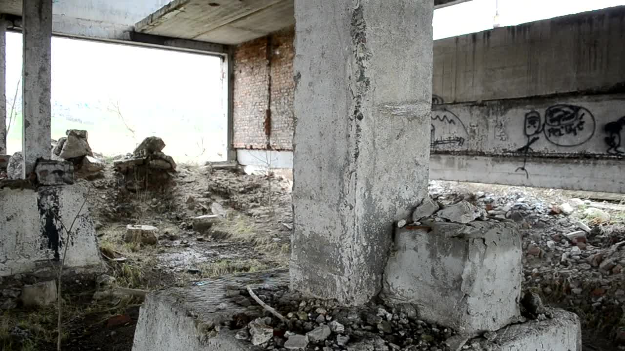 Stock Video Abandoned Building With Graffiti Live Wallpaper for PC