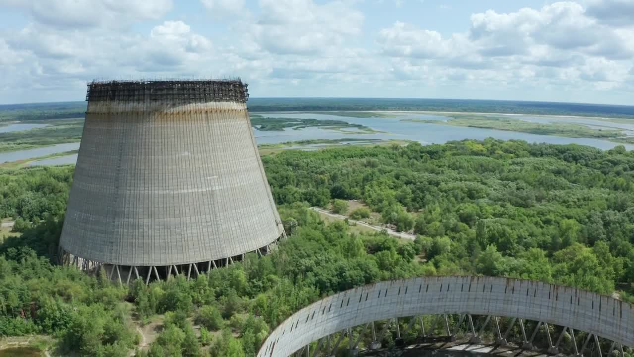 Stock Video Abandoned Cooling Towers Near Chernobyl Live Wallpaper for PC