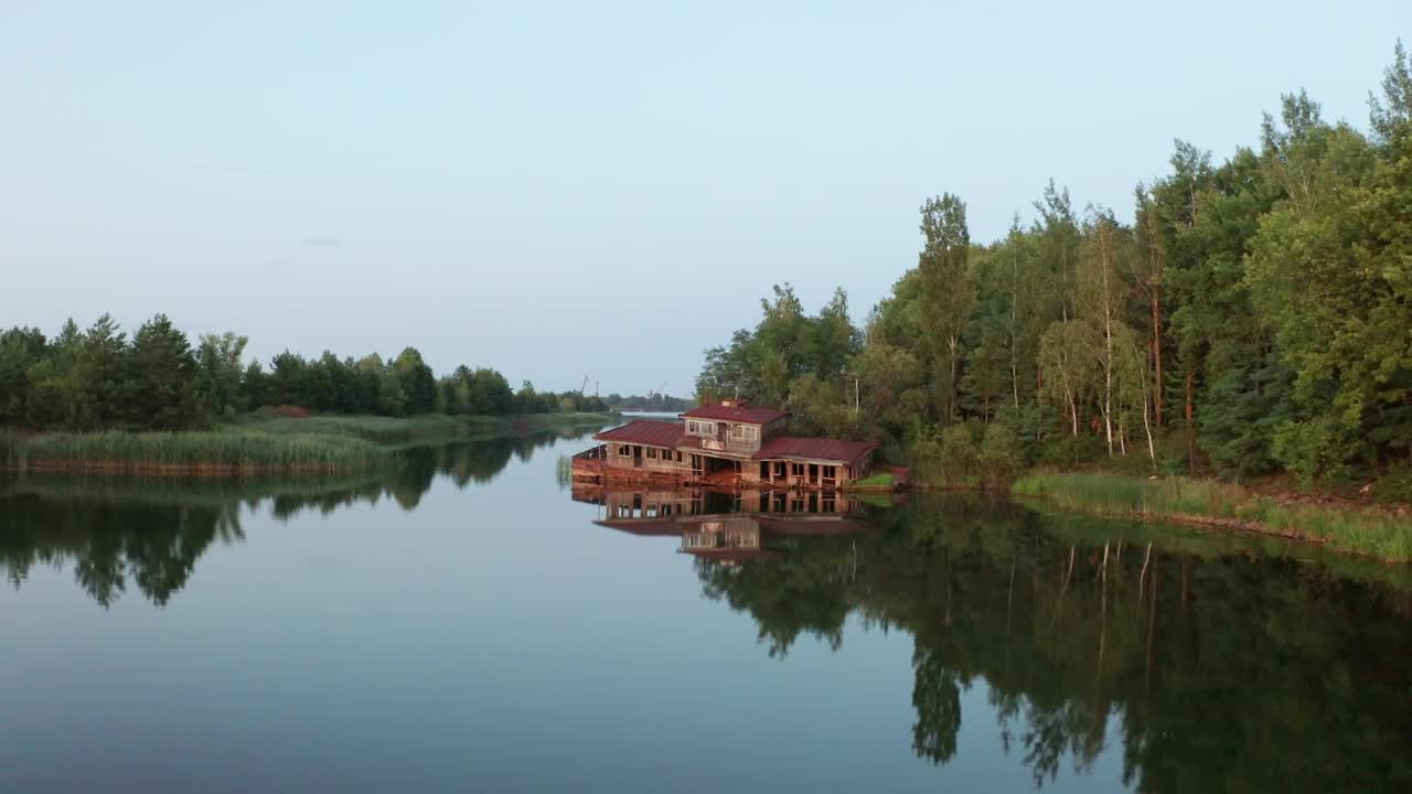 Stock Video Abandoned House By A River Live Wallpaper for PC