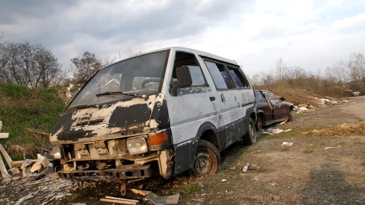 Stock Video Abandoned Vehicles At A Garbage Site Live Wallpaper for PC