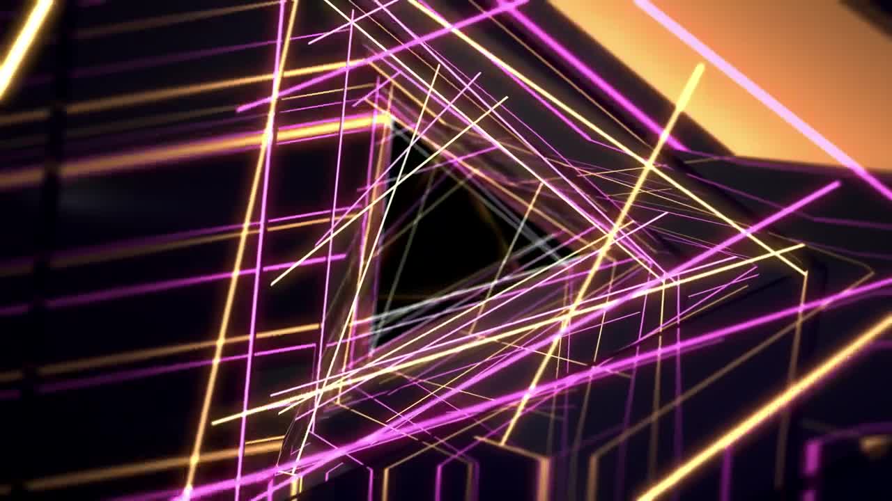 Stock Video Abstract Animation Of Neon Triangles Live Wallpaper for PC