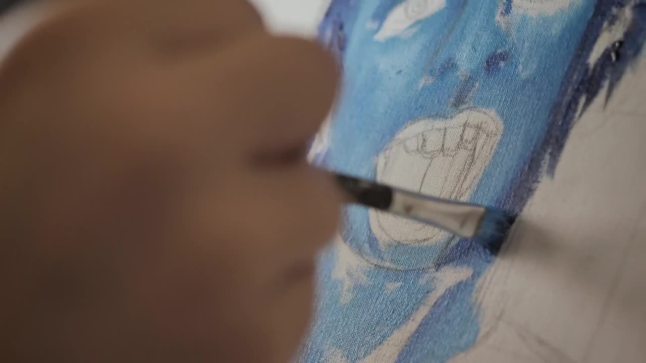 Stock Video Abstract Face Of Blue Color Being Painted Live Wallpaper for PC