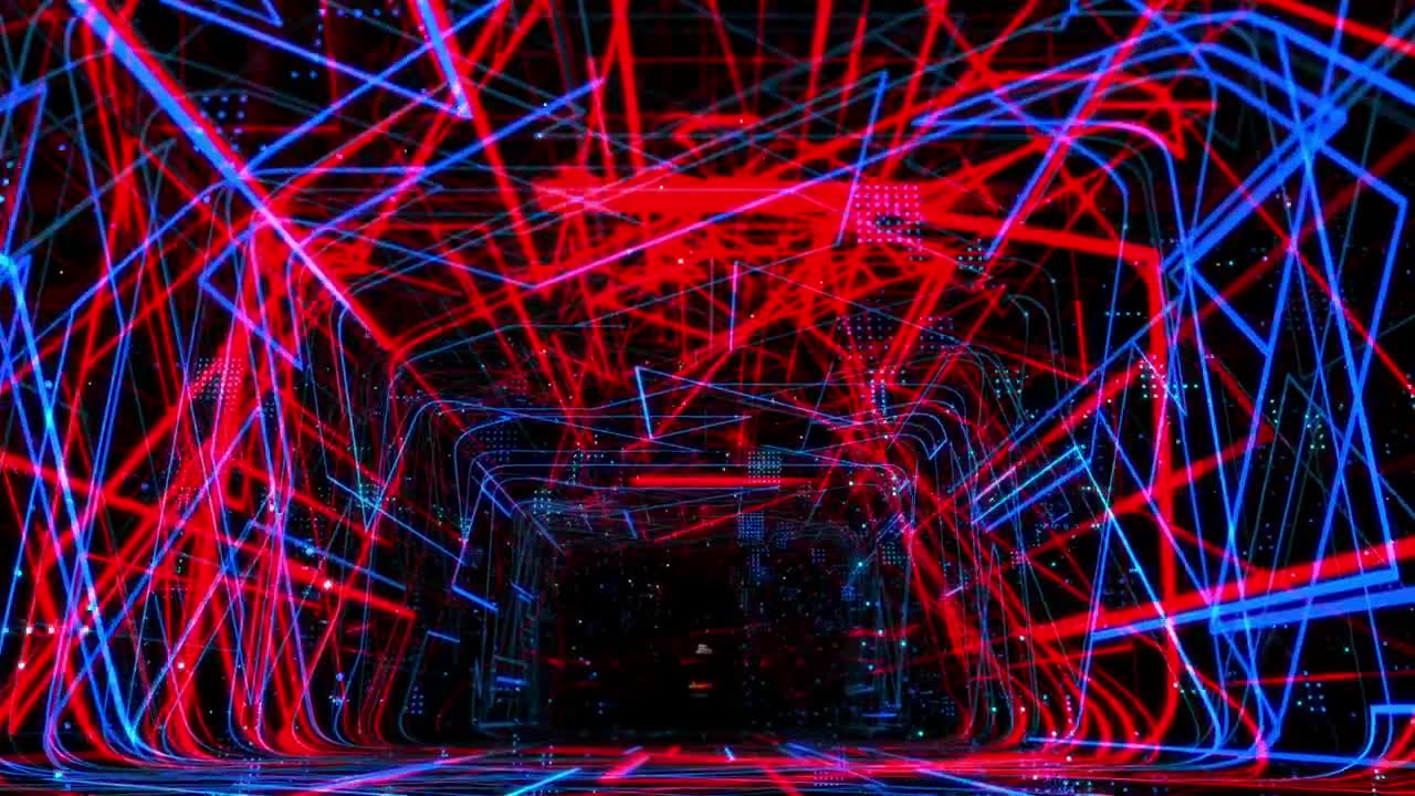 Stock Video Abstract Rectangular Tunnel Of Neon Lights Live Wallpaper for PC