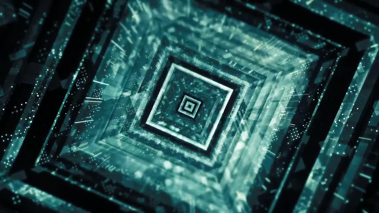 Stock Video Abstract Tunnel Of Digital Rotating Squares Live Wallpaper for PC
