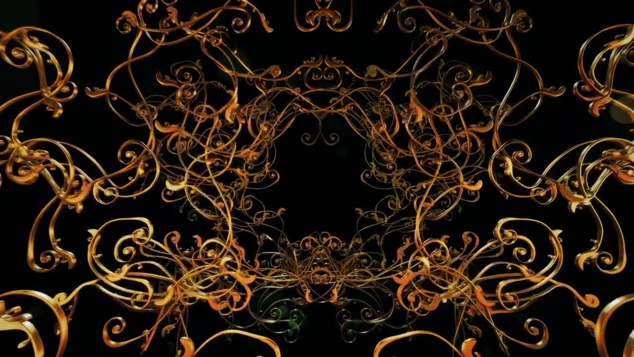 Stock Video Abstract Tunnel With Golden Branch Shapes Live Wallpaper for PC
