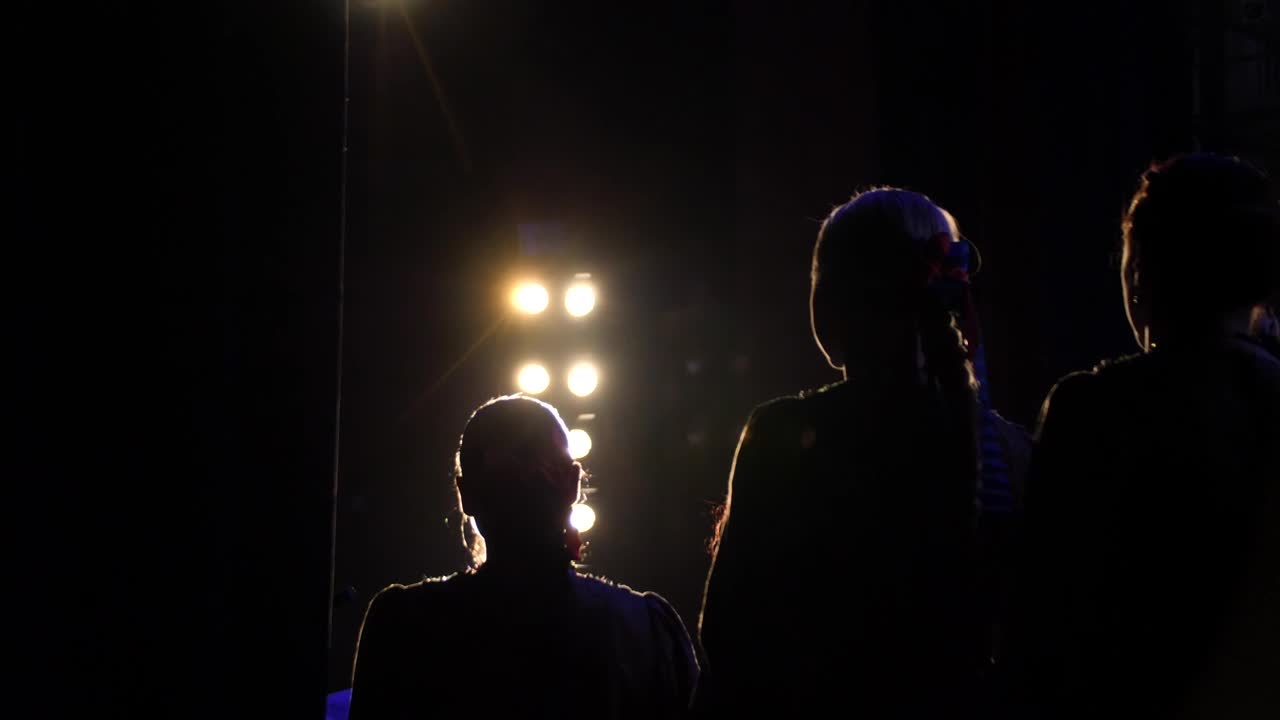 Stock Video Actors Silhouetted Against A Stage Light Live Wallpaper for PC