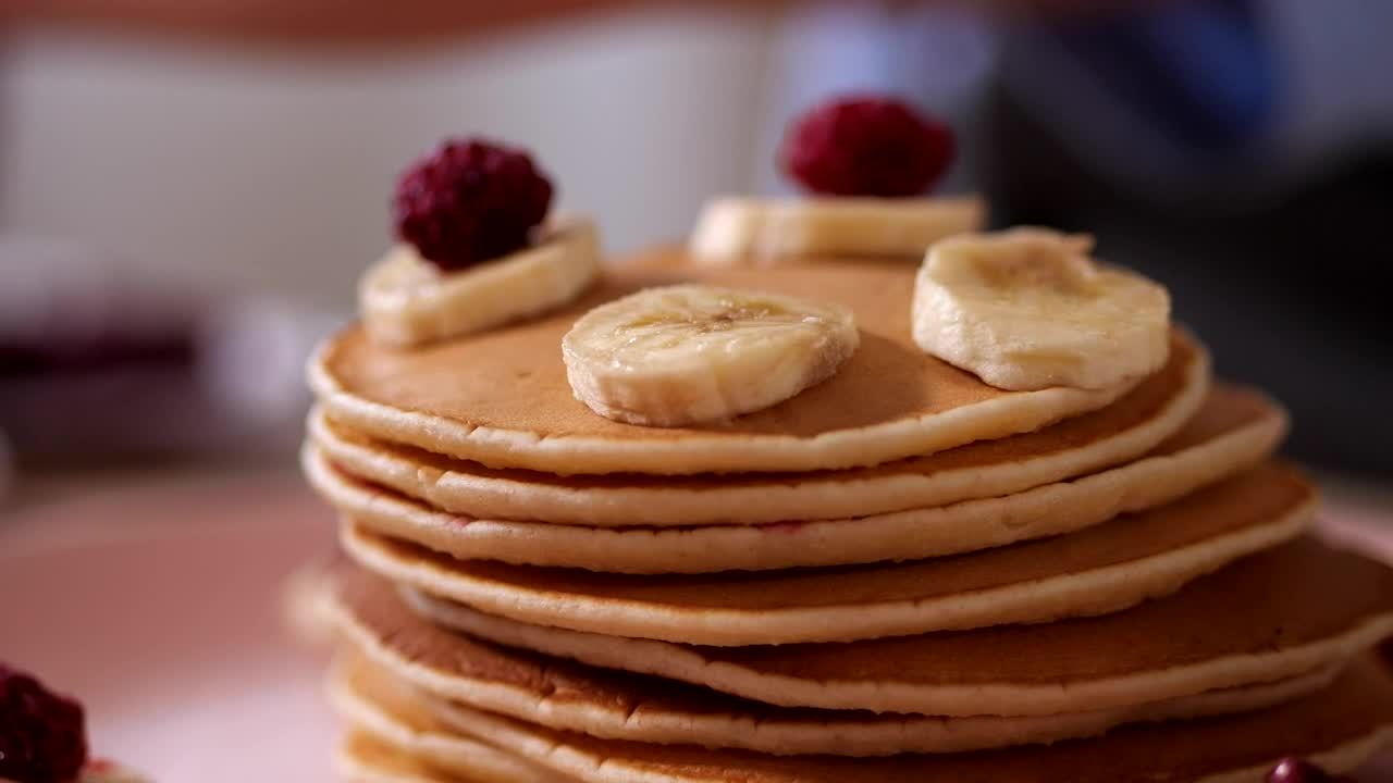 Stock Video Adding Fruit To Breakfast Pancakes Live Wallpaper for PC