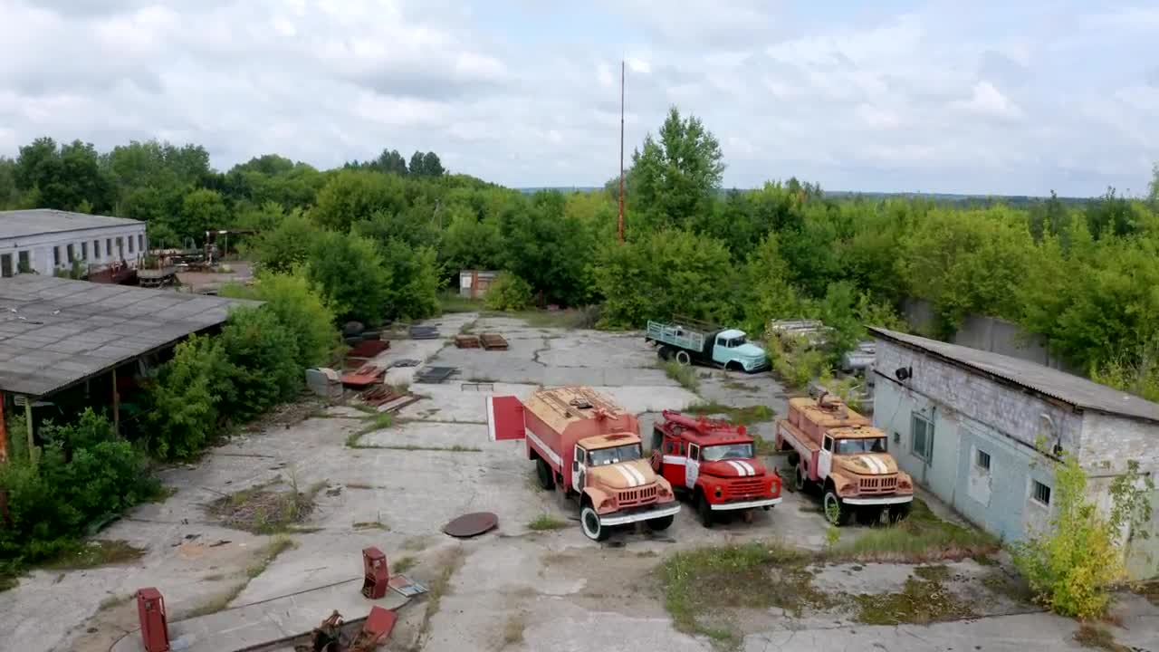 Stock Video Aerial Footage Of An Abandoned Workshop Live Wallpaper for PC