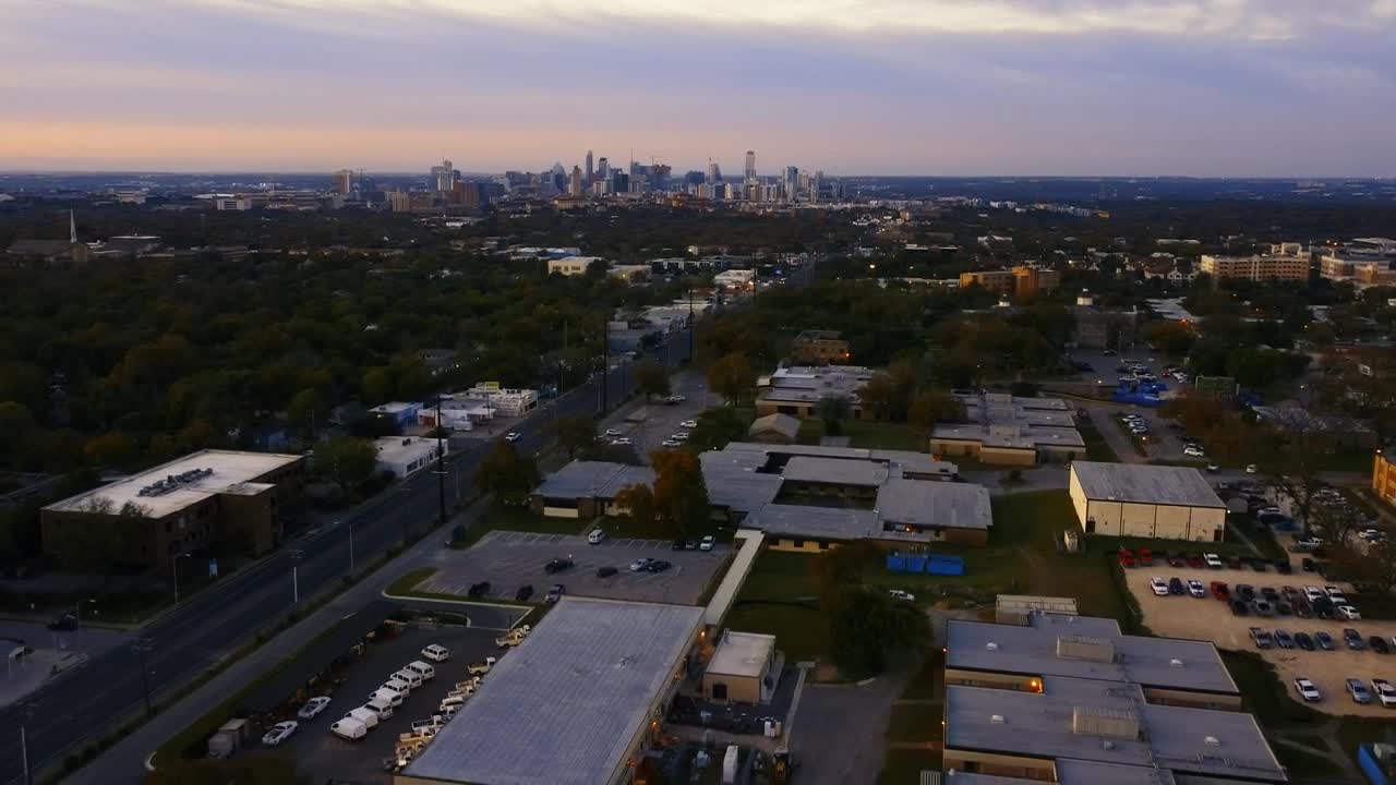 Stock Video Aerial Landscape Of A City In The Evening Live Wallpaper for PC