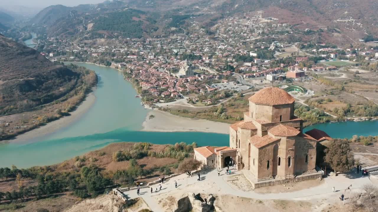 Stock Video Aerial Landscape Of A Sunny Town With A River Live Wallpaper for PC