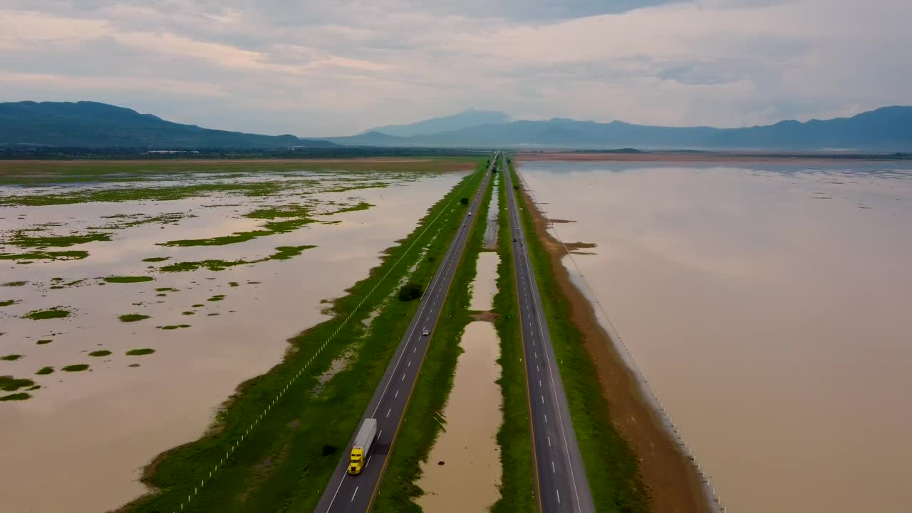 Stock Video Aerial Panorama Around A Long Straight Highway Live Wallpaper for PC