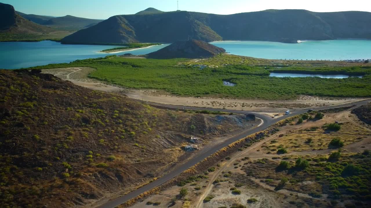 Stock Video Aerial Panorama Of A Landscape With Mountains And A Lake Live Wallpaper for PC