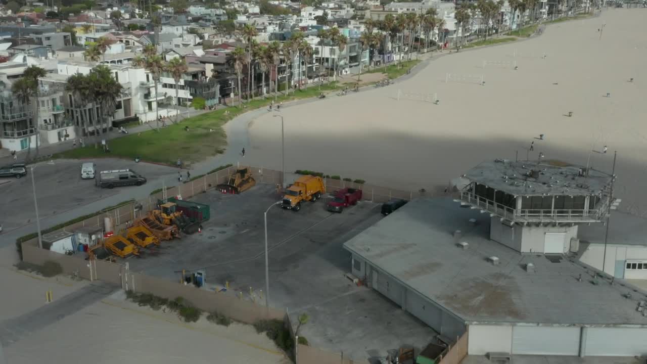 Stock Video Aerial Shot Of A Beach Area Of Volleyball Courts Live Wallpaper for PC