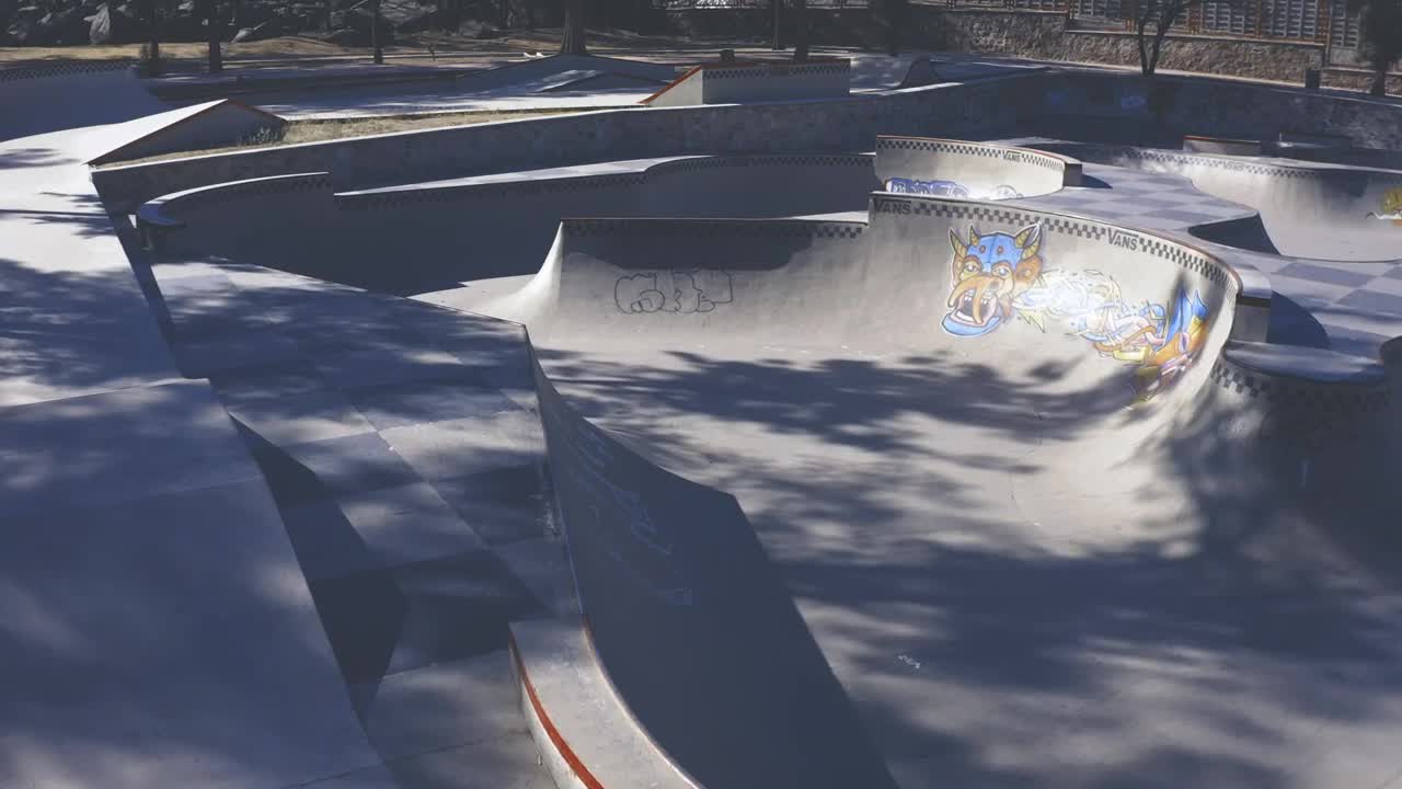 Stock Video Aerial Shot Of A Skater Skating In A Bowl Live Wallpaper for PC