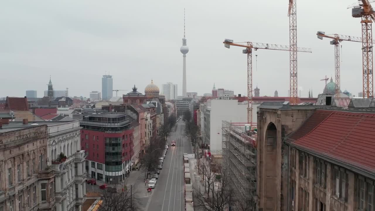 Stock Video Aerial Shot Of An Empty Avenue In Berlin Live Wallpaper for PC