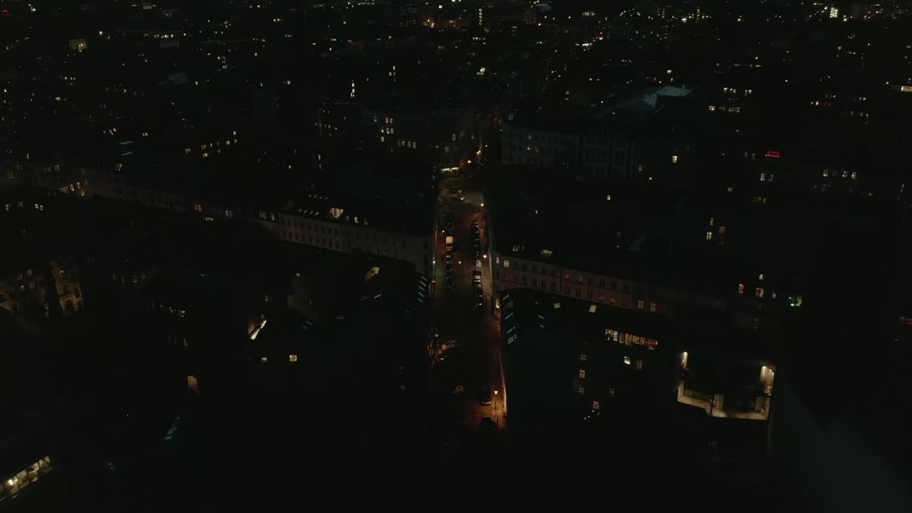 Stock Video Aerial Shot Of An Empty City At Night Live Wallpaper for PC