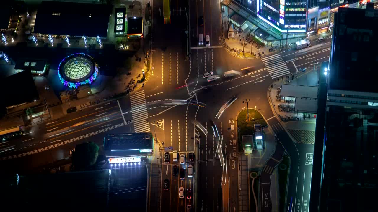 Stock Video Aerial Shot Of An Intersection In A Big City Live Wallpaper for PC