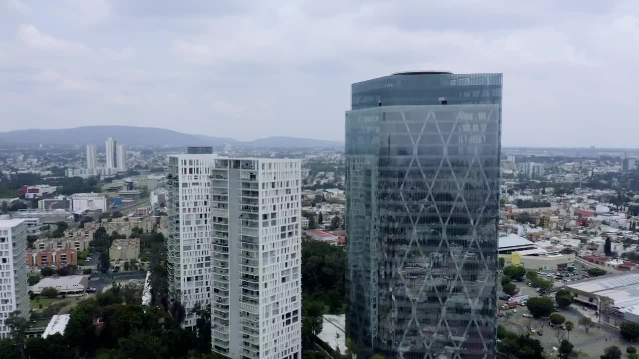 Stock Video Aerial Shot Of Buildings In A City Live Wallpaper for PC
