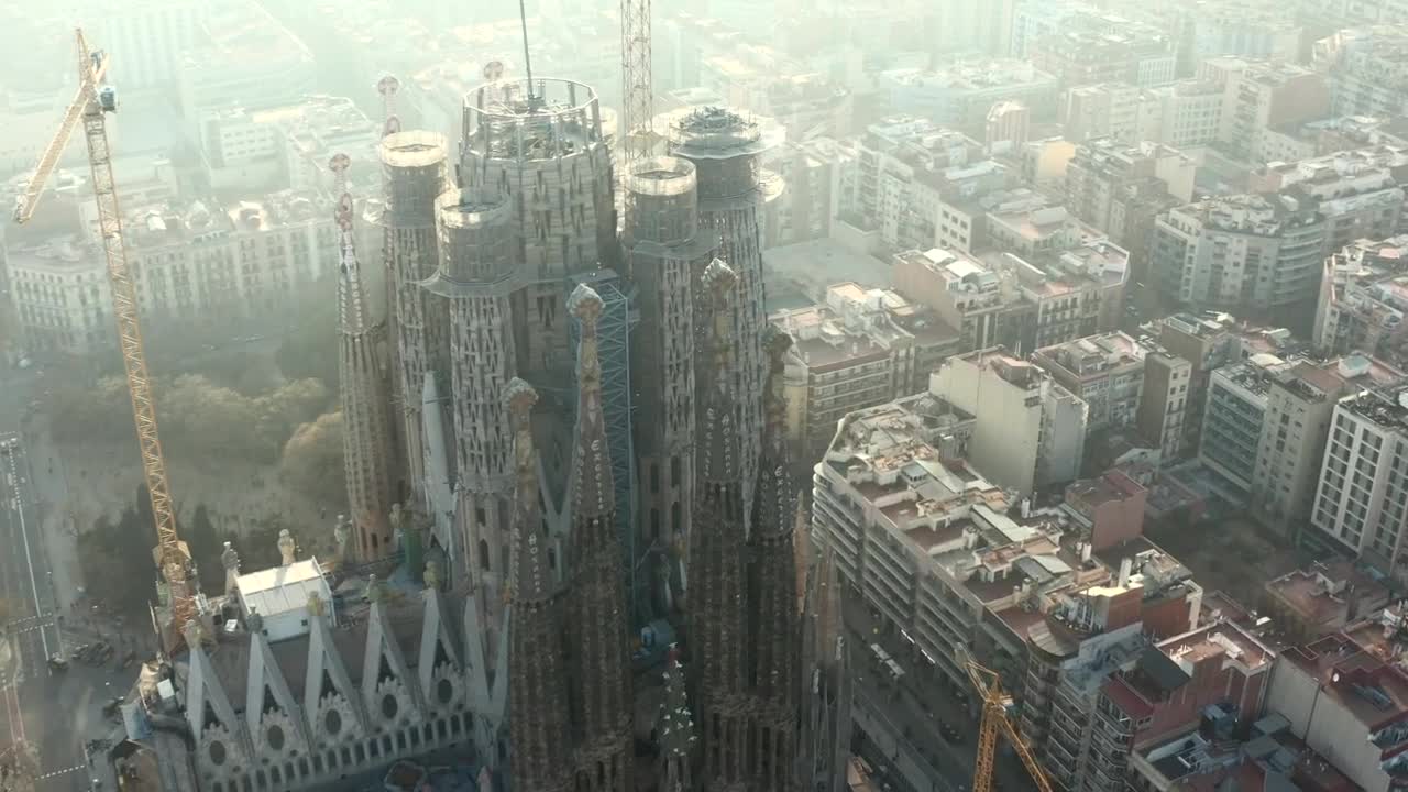Stock Video Aerial Shot Of La Sagrada Familia In Spain Live Wallpaper for PC