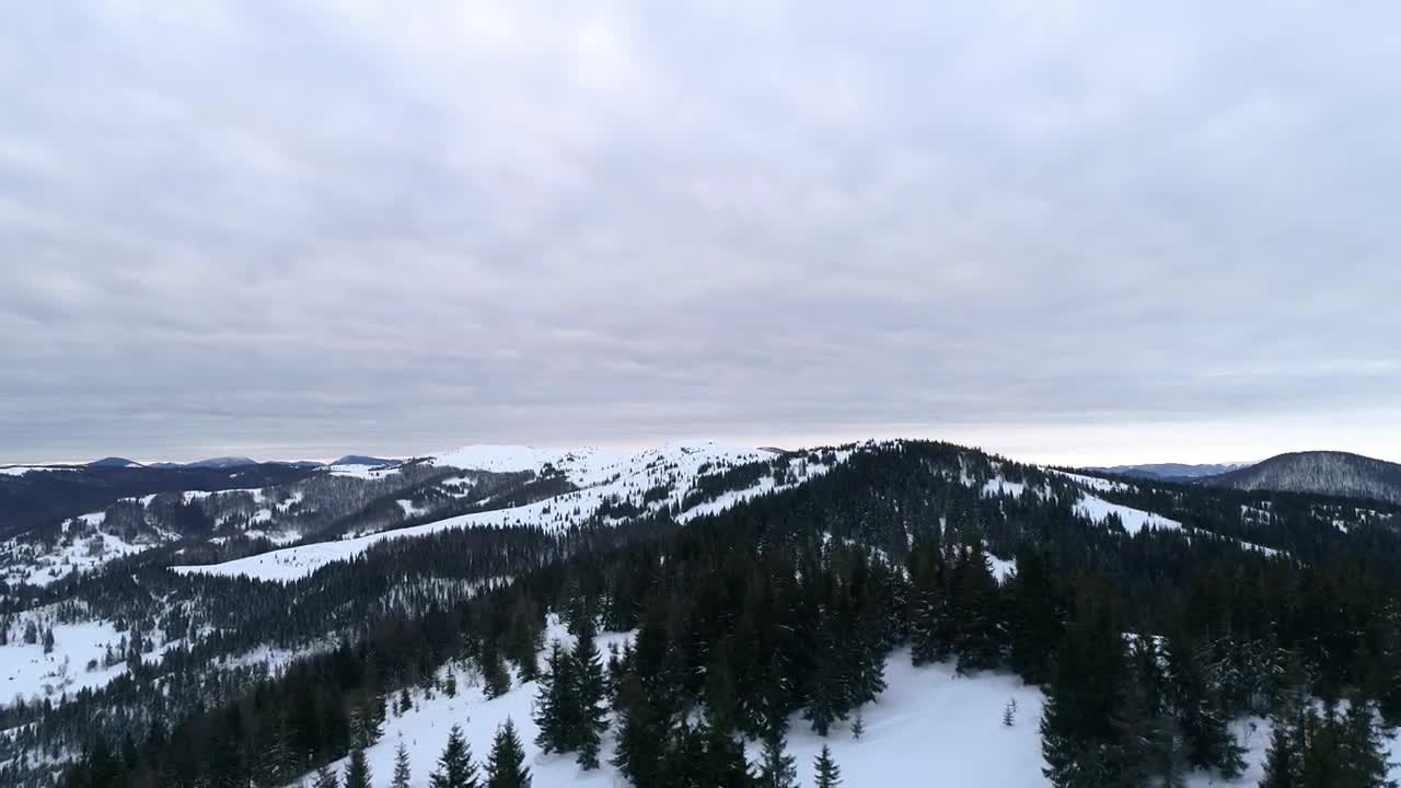 Stock Video Aerial Skyline Of Snowy Mountains With Cloudy Sky Live Wallpaper for PC