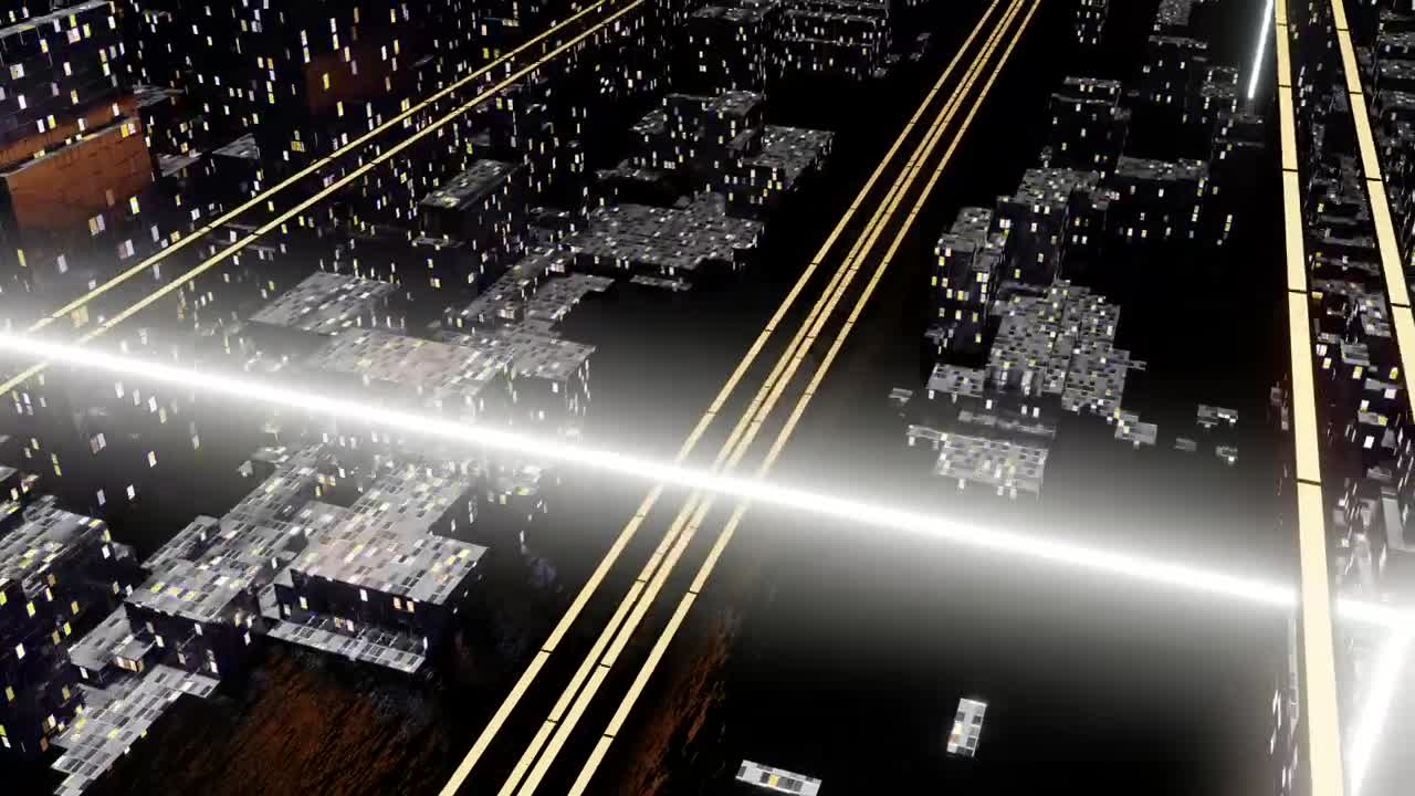 Stock Video Aerial Tour Of An Abstract Virtual City Live Wallpaper for PC