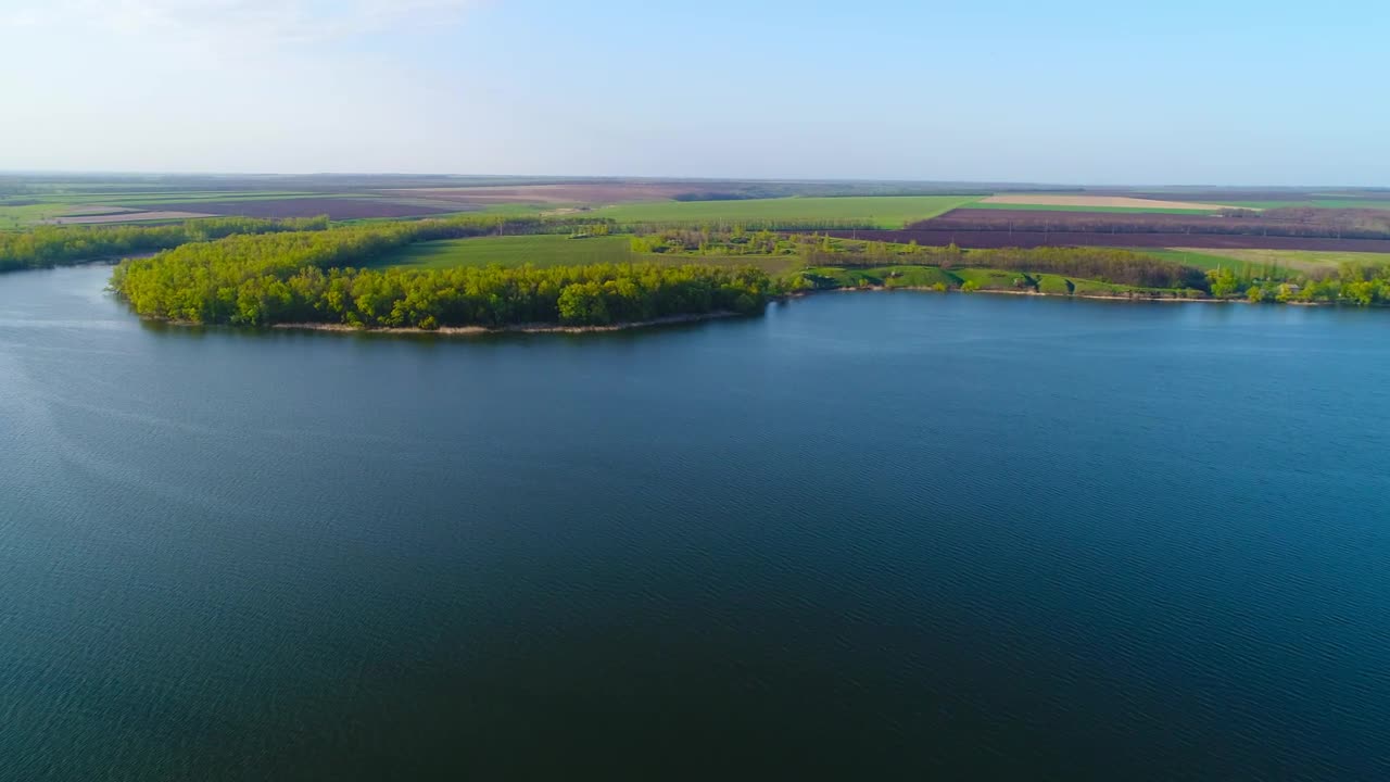 Stock Video Aerial View Of A Beautiful Blue Lake Live Wallpaper for PC