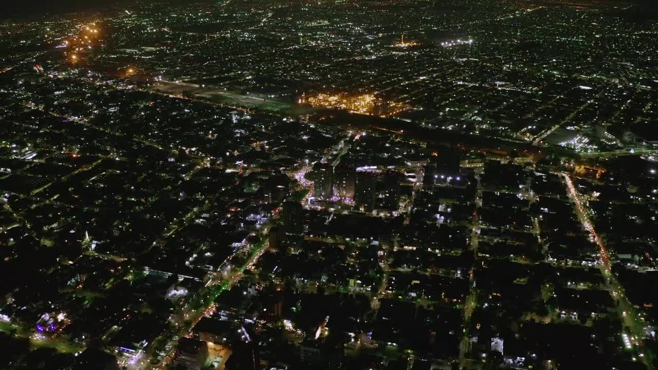 Stock Video Aerial View Of A Big City At Night Live Wallpaper for PC
