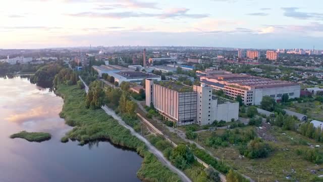 Stock Video Aerial View Of A City Next To A Large Lake Live Wallpaper for PC