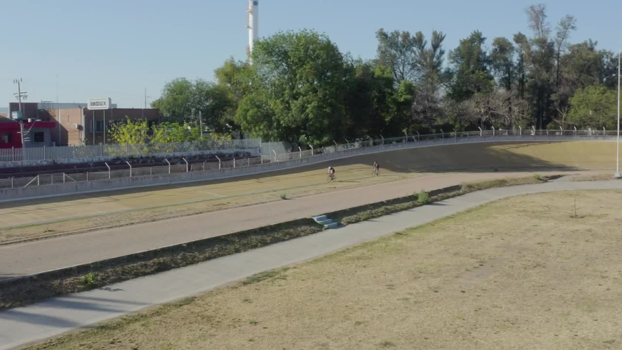 Stock Video Aerial View Of A Cycling Track With Some People Live Wallpaper for PC