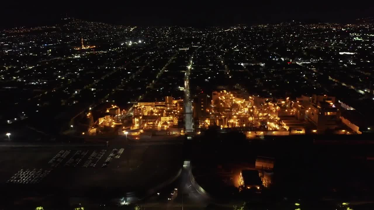 Stock Video Aerial View Of A Factory At Night Time Live Wallpaper for PC