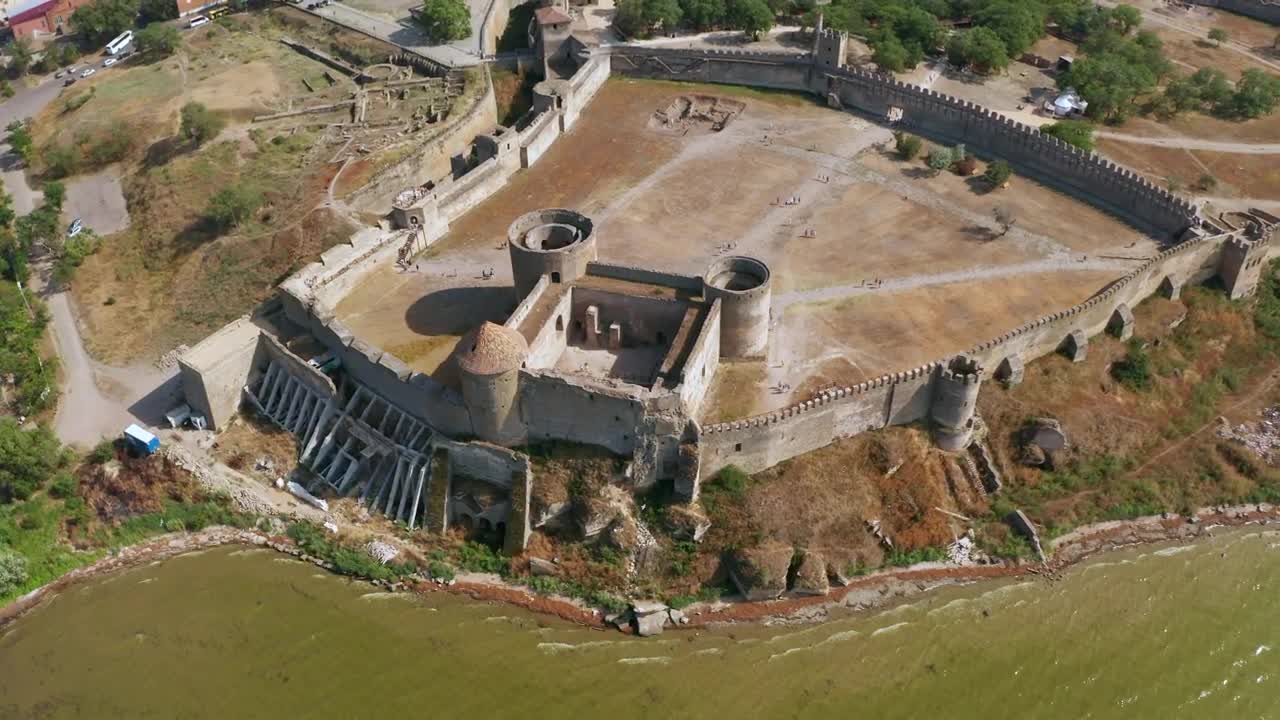 Stock Video Aerial View Of A Fortress By The Ocean Live Wallpaper for PC
