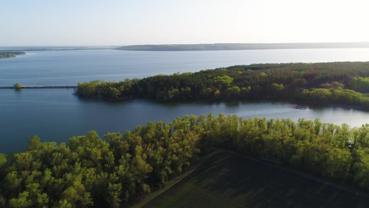 Stock Video Aerial View Of A Huge River In Spring Live Wallpaper for PC