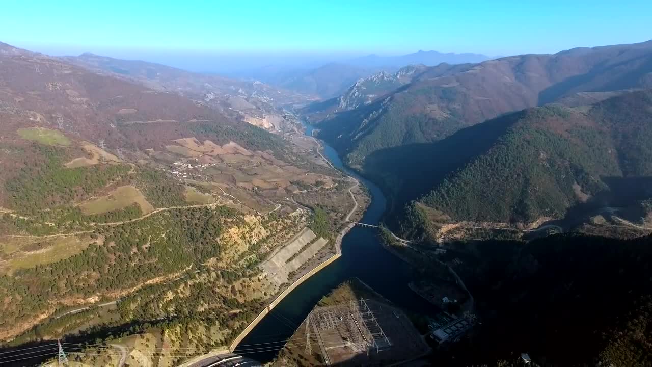 Stock Video Aerial View Of A Hydroelectric Power Plant Live Wallpaper for PC