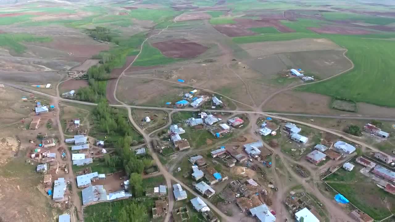 Stock Video Aerial View Of A Rural Village In The Countryside Live Wallpaper for PC