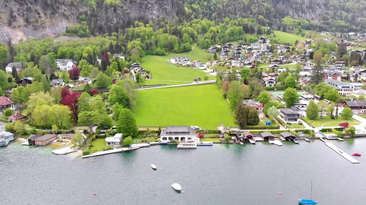 Stock Video Aerial View Of A Village By The Lake Live Wallpaper for PC