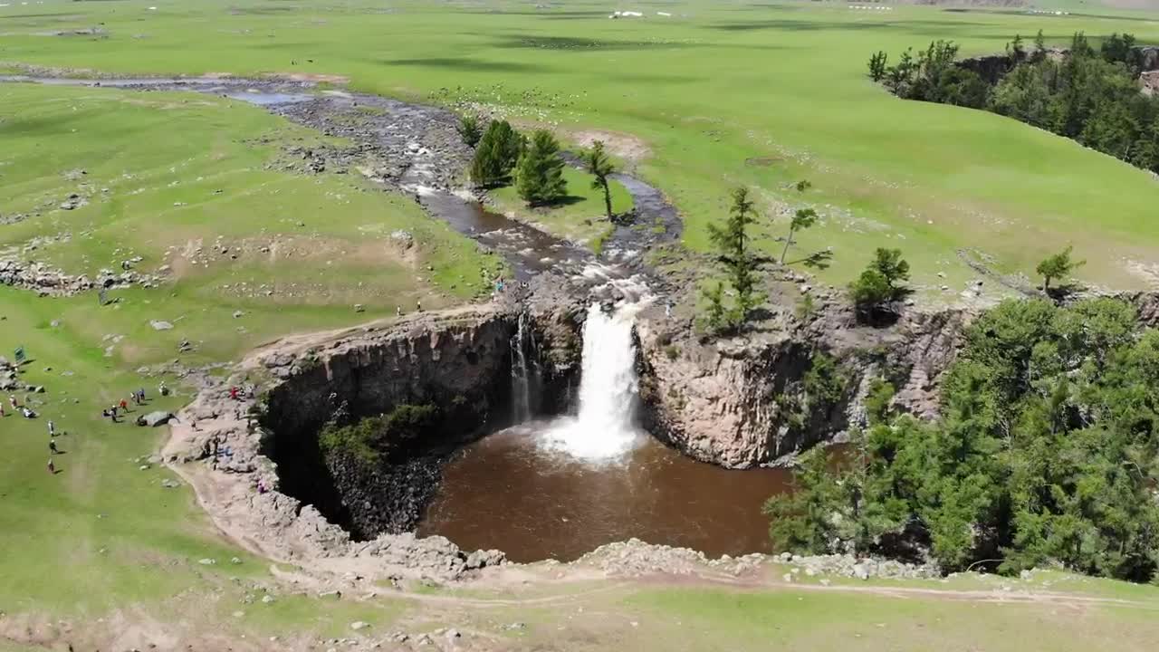 Stock Video Aerial View Of A Waterfall Live Wallpaper for PC
