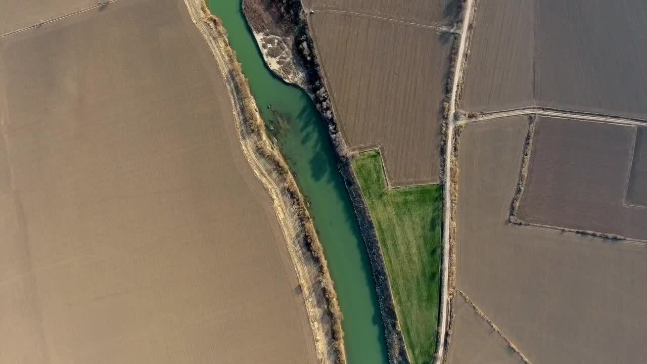 Stock Video Aerial View Of Agricultural Fields And A River Live Wallpaper for PC