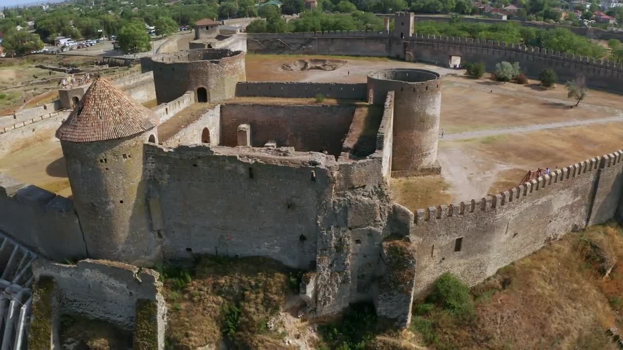 Stock Video Aerial View Of An Old Ruined Castle Live Wallpaper for PC