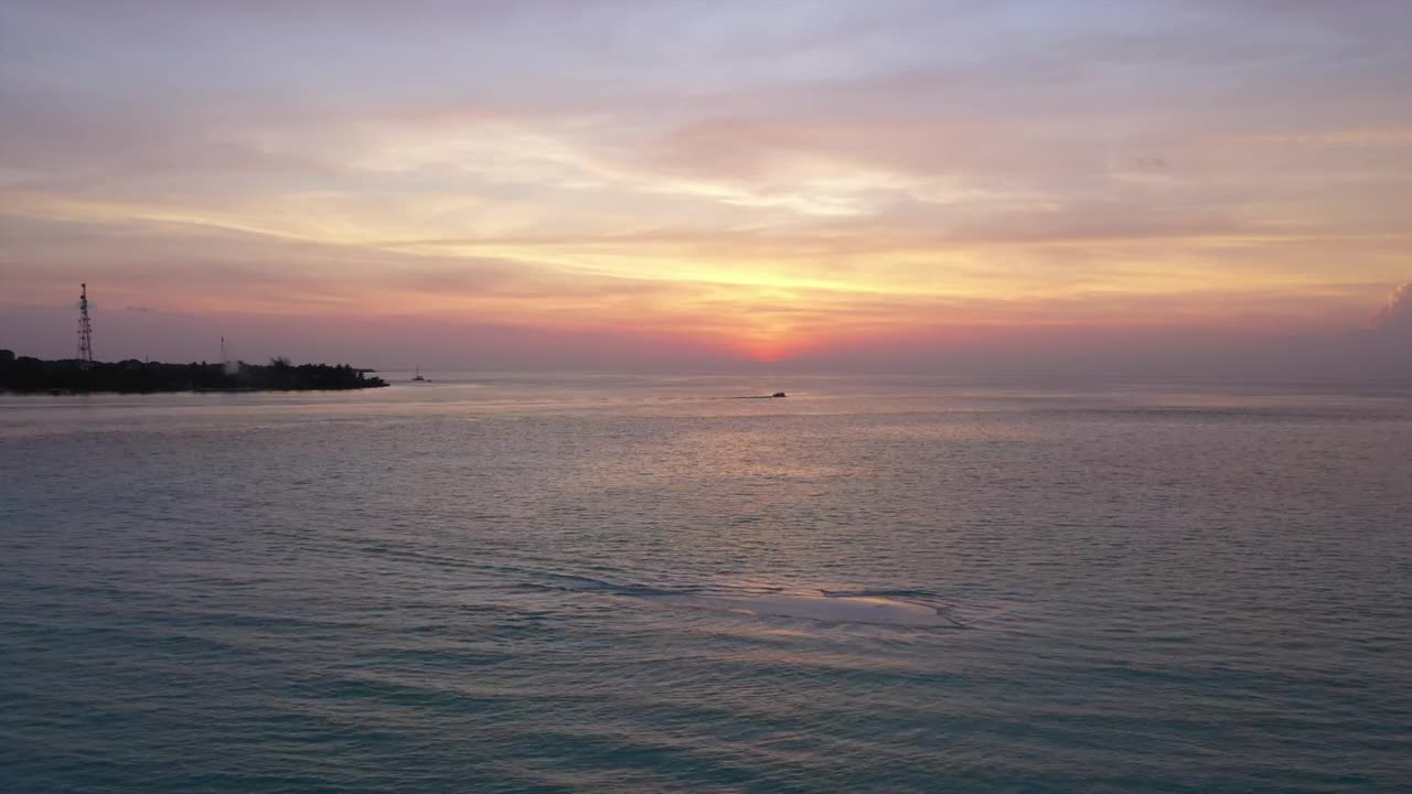 Stock Video Aerial View Of Landscape Of A Calm Sea At Sunset Live Wallpaper for PC