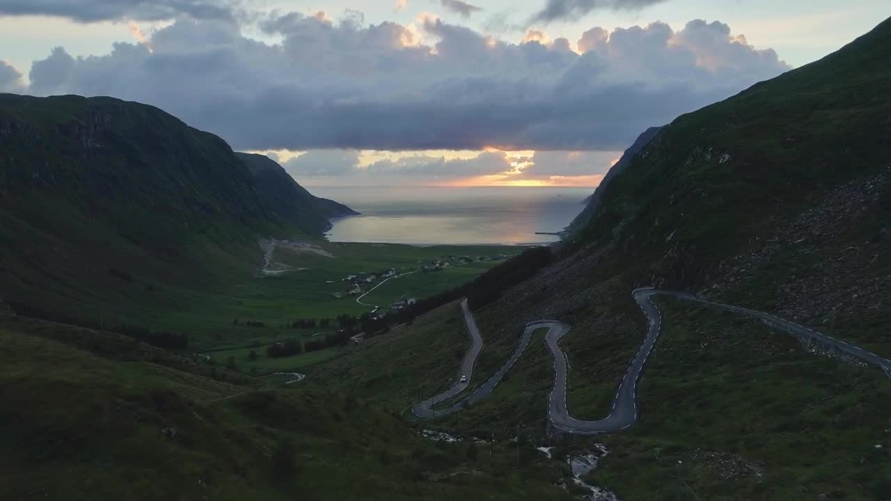 Stock Video Aerial View Of Mountain Road In Hoddevik Norway Live Wallpaper for PC
