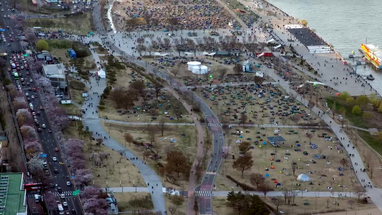 Stock Video Aerial View Of People In An Open Festival Live Wallpaper for PC